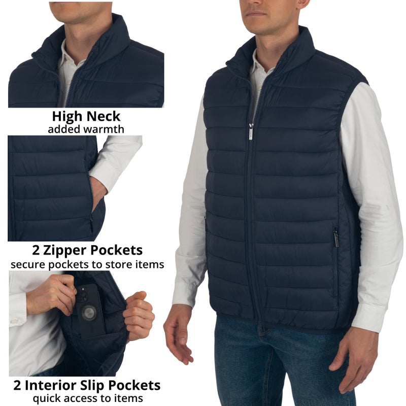 Alpine Swiss Clark Mens Puffer Vest Down Alternative Water Resistant Packable Outerwear Zip Up Pockets Warm Versatile Layer NVY 2XL - Image 5